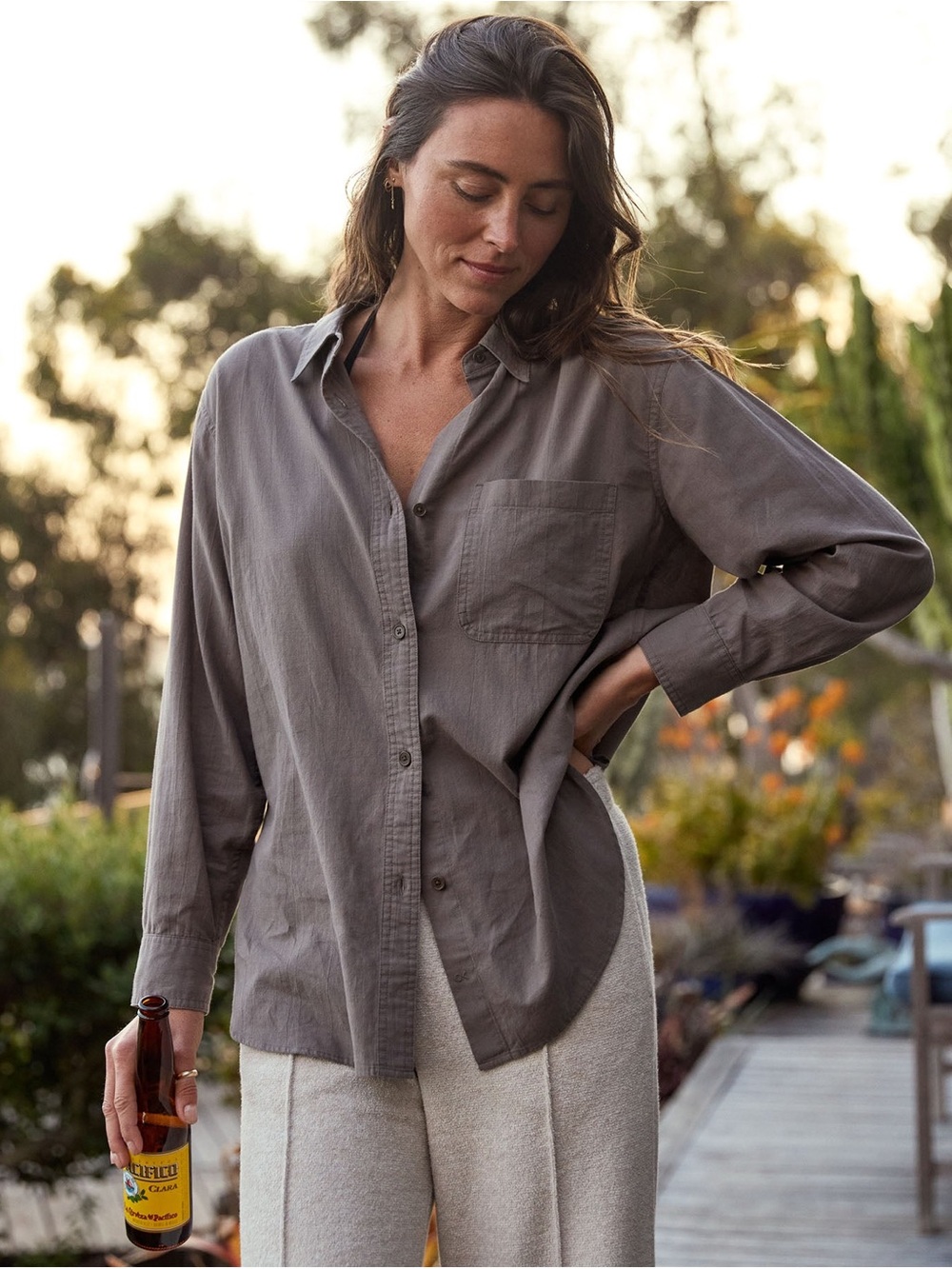 OUTERKNOWN The Lightweight Weekend Shirt Button Up Light Brown Casual XS